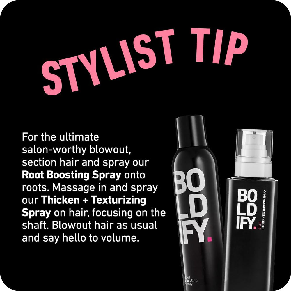 Boldify hair thickening spray gives a fuller finish during daily routines.