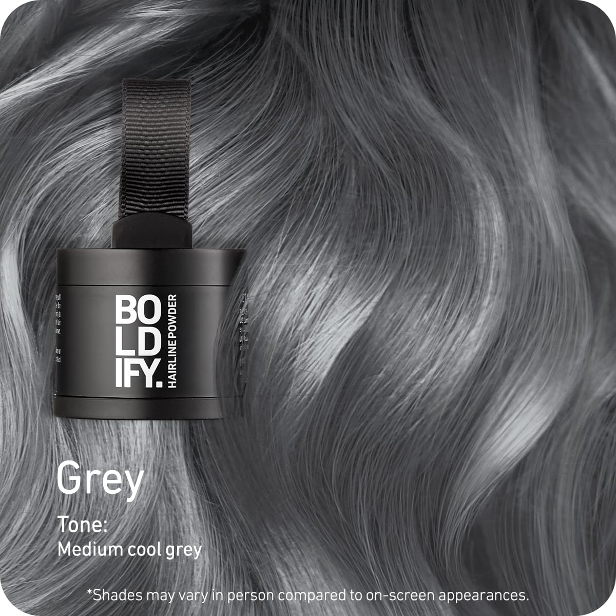 Boldify Hairline Powder applicator closeup shows precise, non-greasy application.