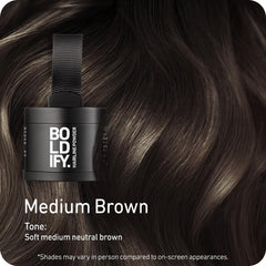 Boldify Hairline Powder applicator-dab showing smooth, mess-free coverage on thinning areas