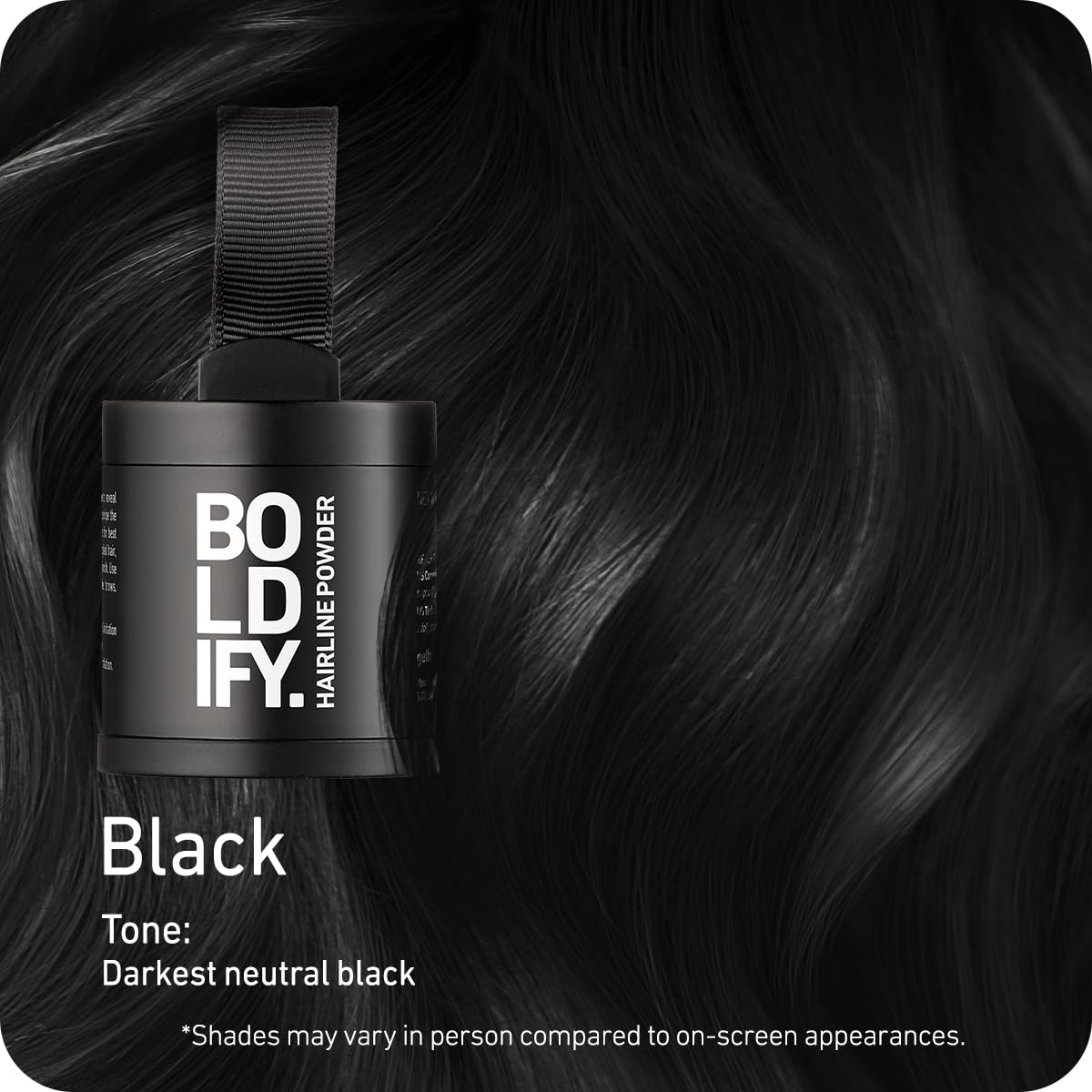 Boldify Hairline Powder applicator close up showing smooth coverage