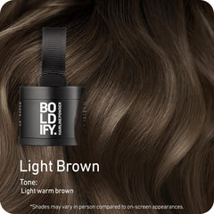 Boldify Hairline Powder apply brush demonstrates precise application for thinning areas.