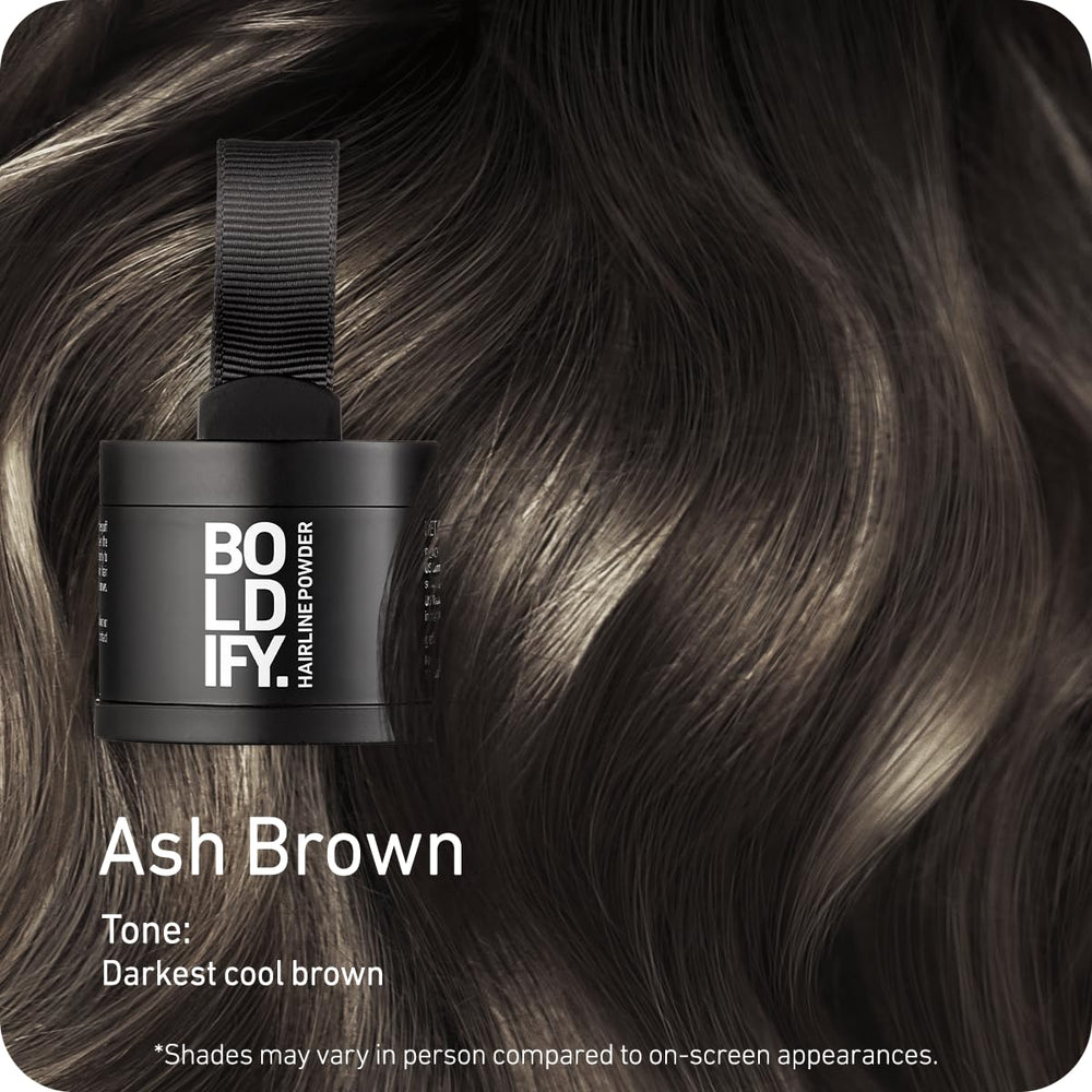 Boldify Ash Brown swatch demonstrates natural shade match for gray coverage