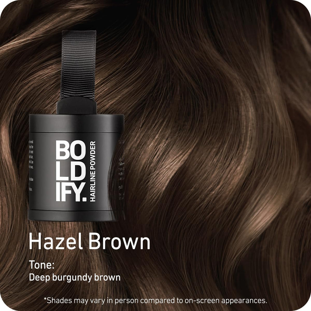 Boldify Hairline Powder compact open with mirror enables quick touch-ups.