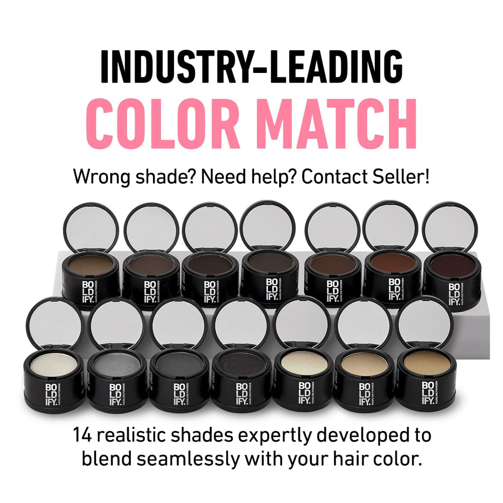 Boldify Hairline Powder dark brown tube delivers lasting color for gray regrowth
