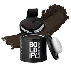 Boldify Hairline Powder packaging lid open for travel use showcasing compact design