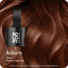 Boldify Hairline Powder root-touchup for seamless regrowth concealment.