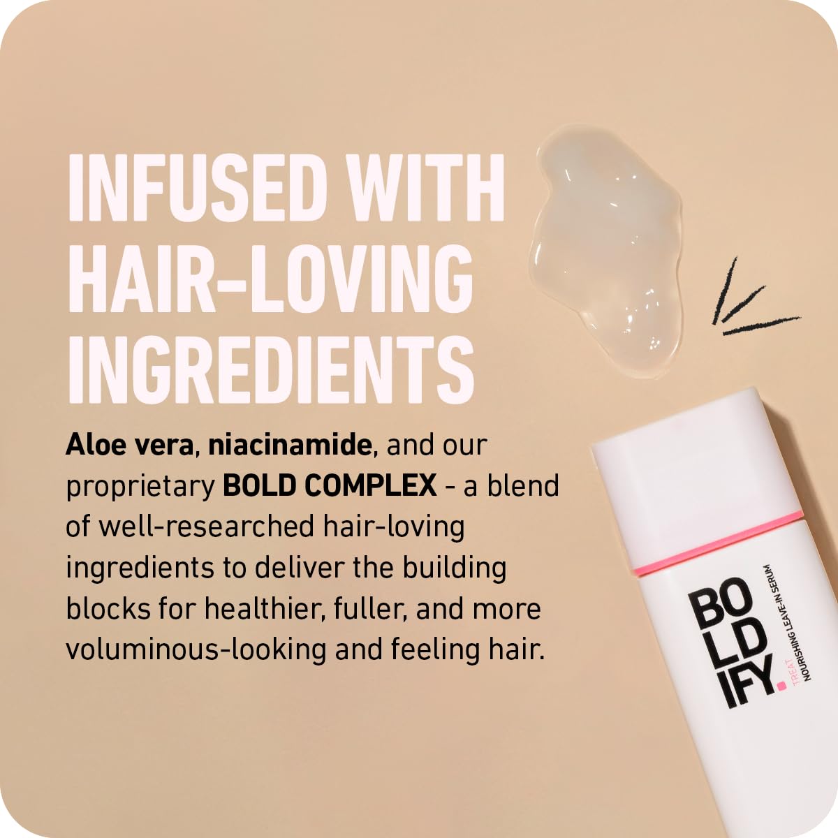 Boldify Leave-In Serum detangling action on tangled hair.