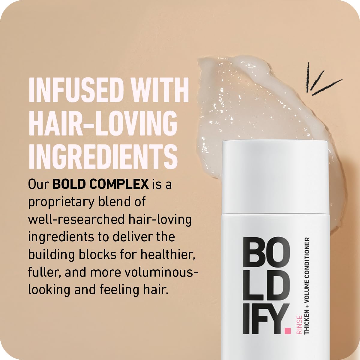 Boldify Thicken Volume Conditioner after-use hair appears detangled and softer.