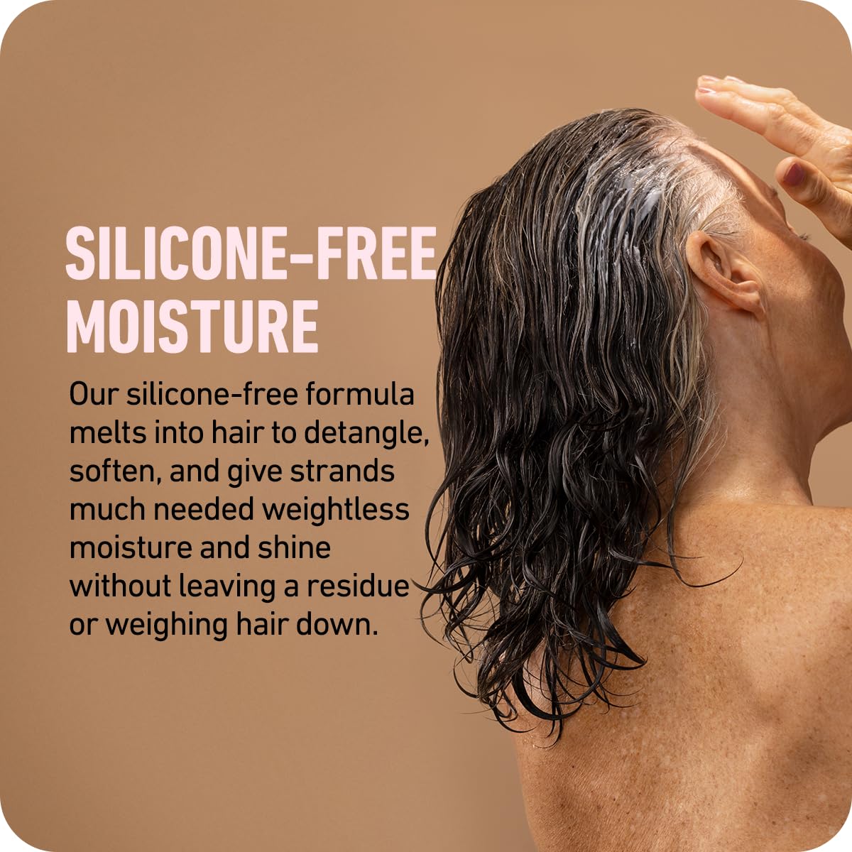 Boldify Thicken Volume Conditioner pump demonstrates easy, mess-free application.
