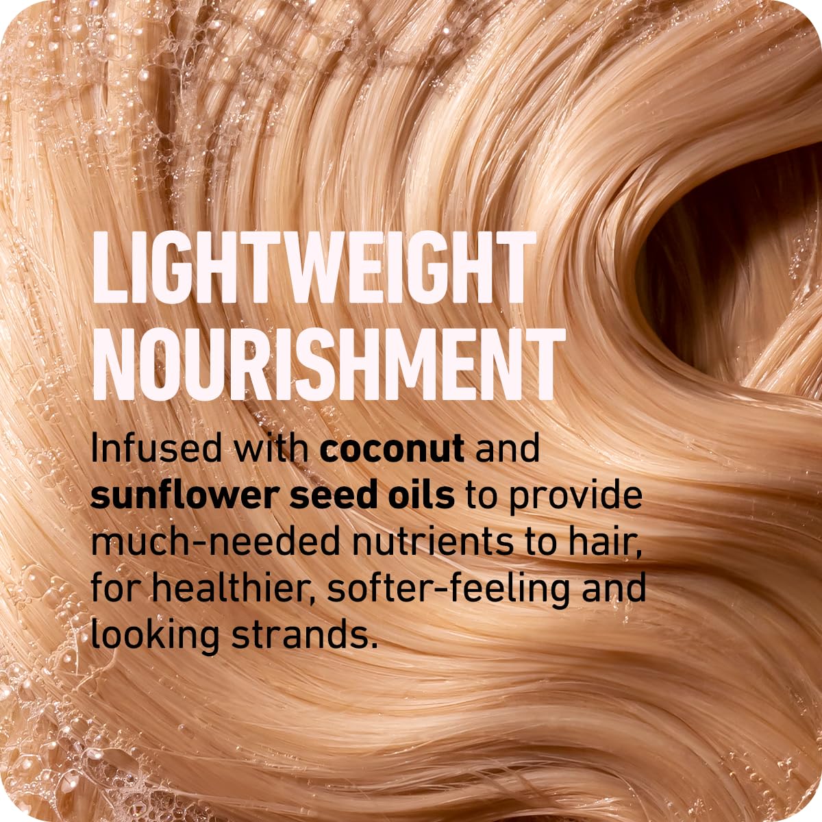 Boldify Thicken Volume Conditioner closeup shows hair with reduced breakage around ends.