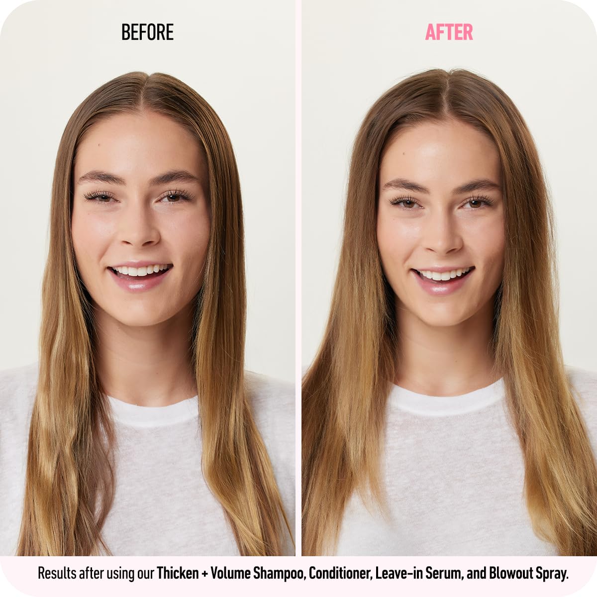 Boldify Thickening Shampoo thinning hair volume visuals showcase fuller-looking strands