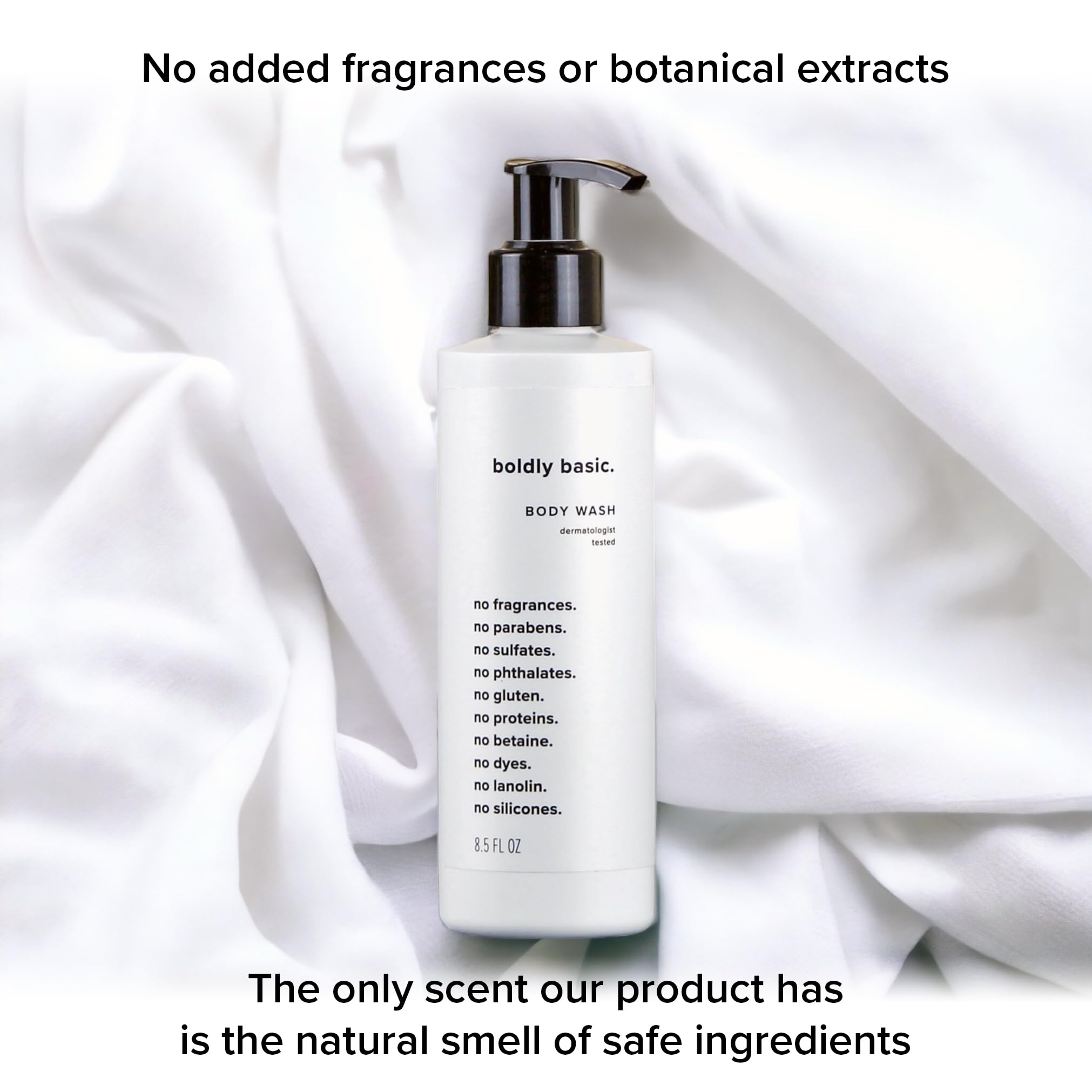 Boldly Basic Fragrance Free Body Wash Made in USA label and pack