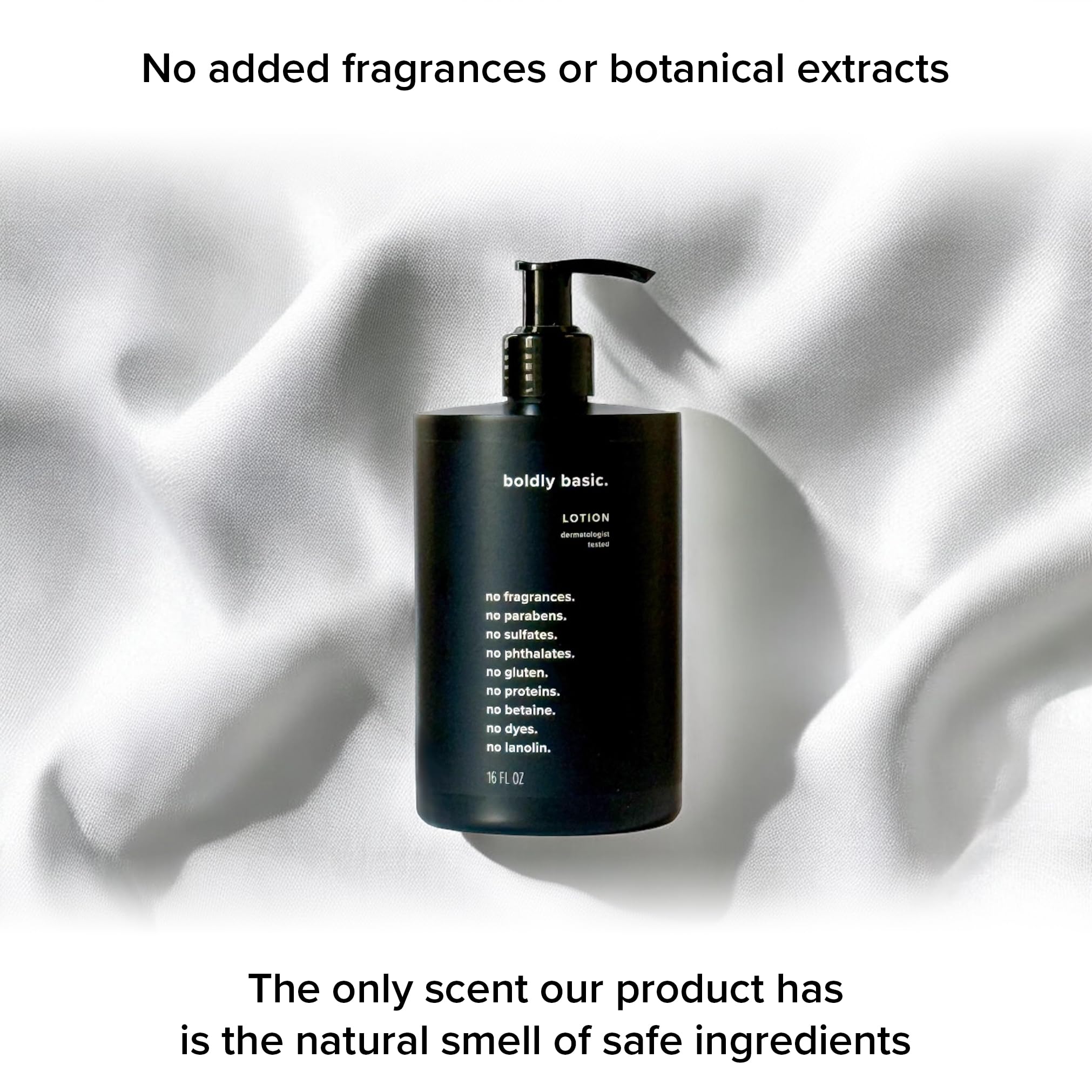 Hypoallergenic Boldly Basic lotion close-up with natural ingredients visible