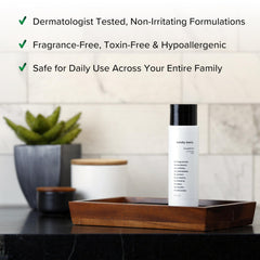 Boldly Basic fragrance-free shampoo being poured for an easy, soothing wash