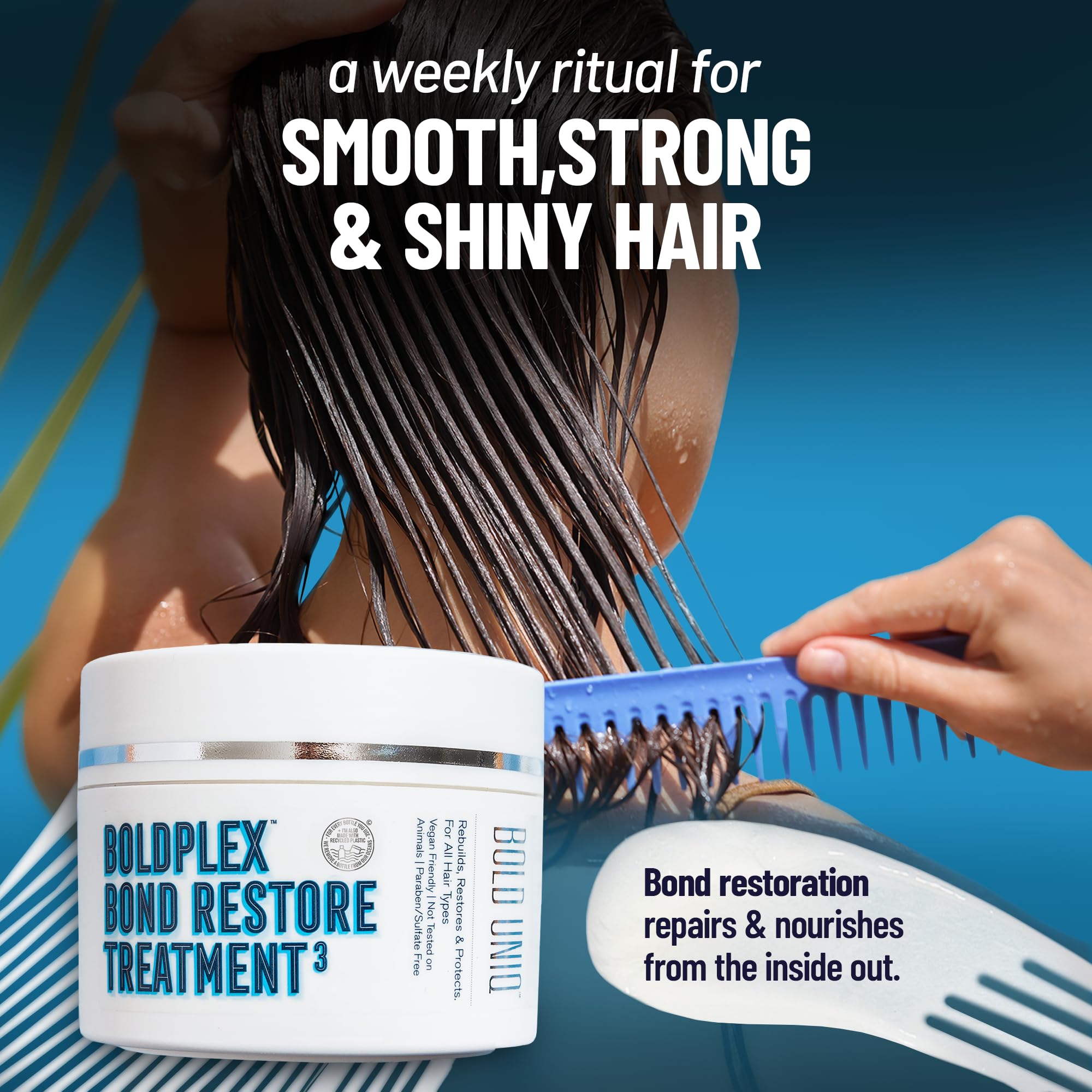 BoldPlex Hair Mask shown on curly or bleached hair scenario