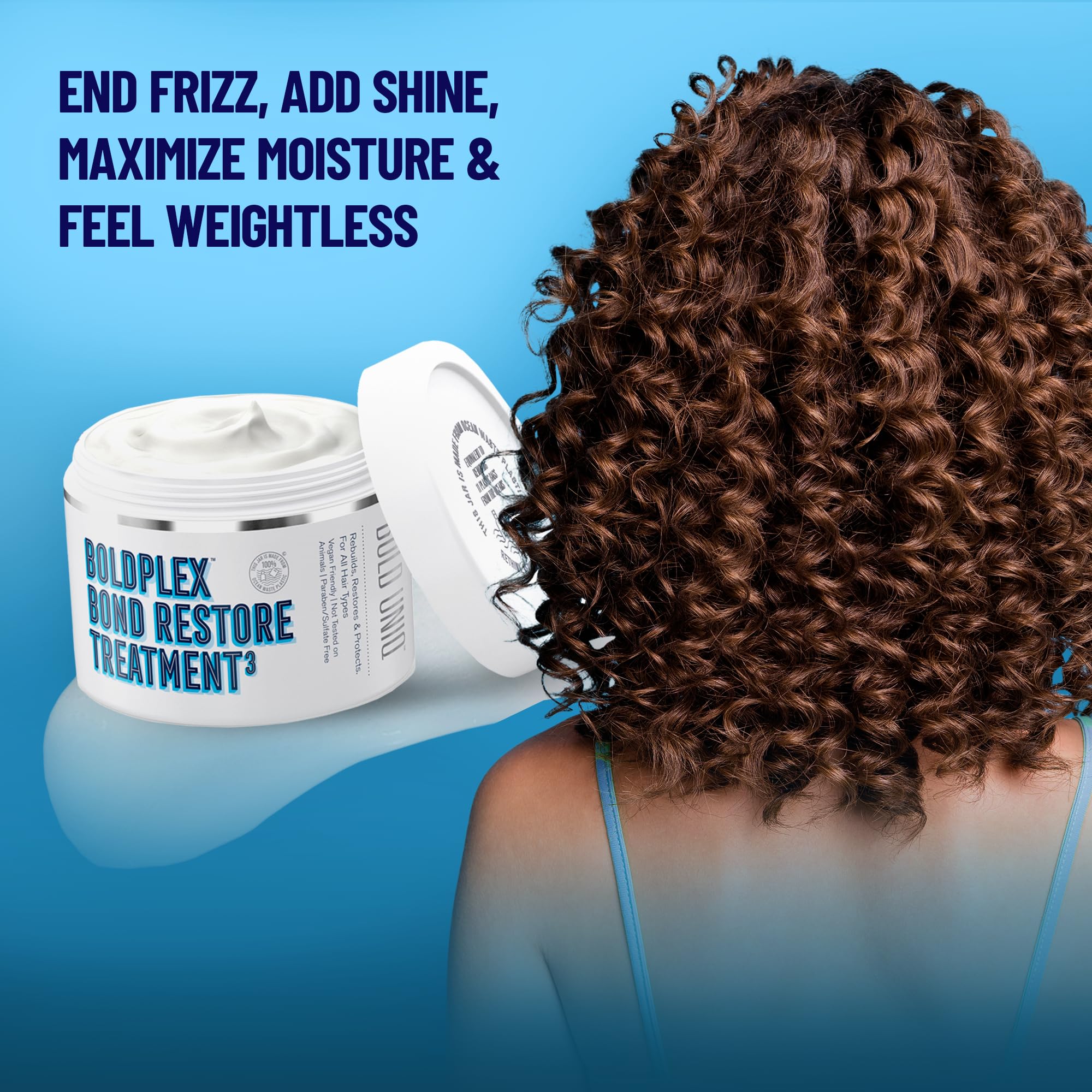 BoldPlex Hair Mask packaging emphasizing recyclable materials