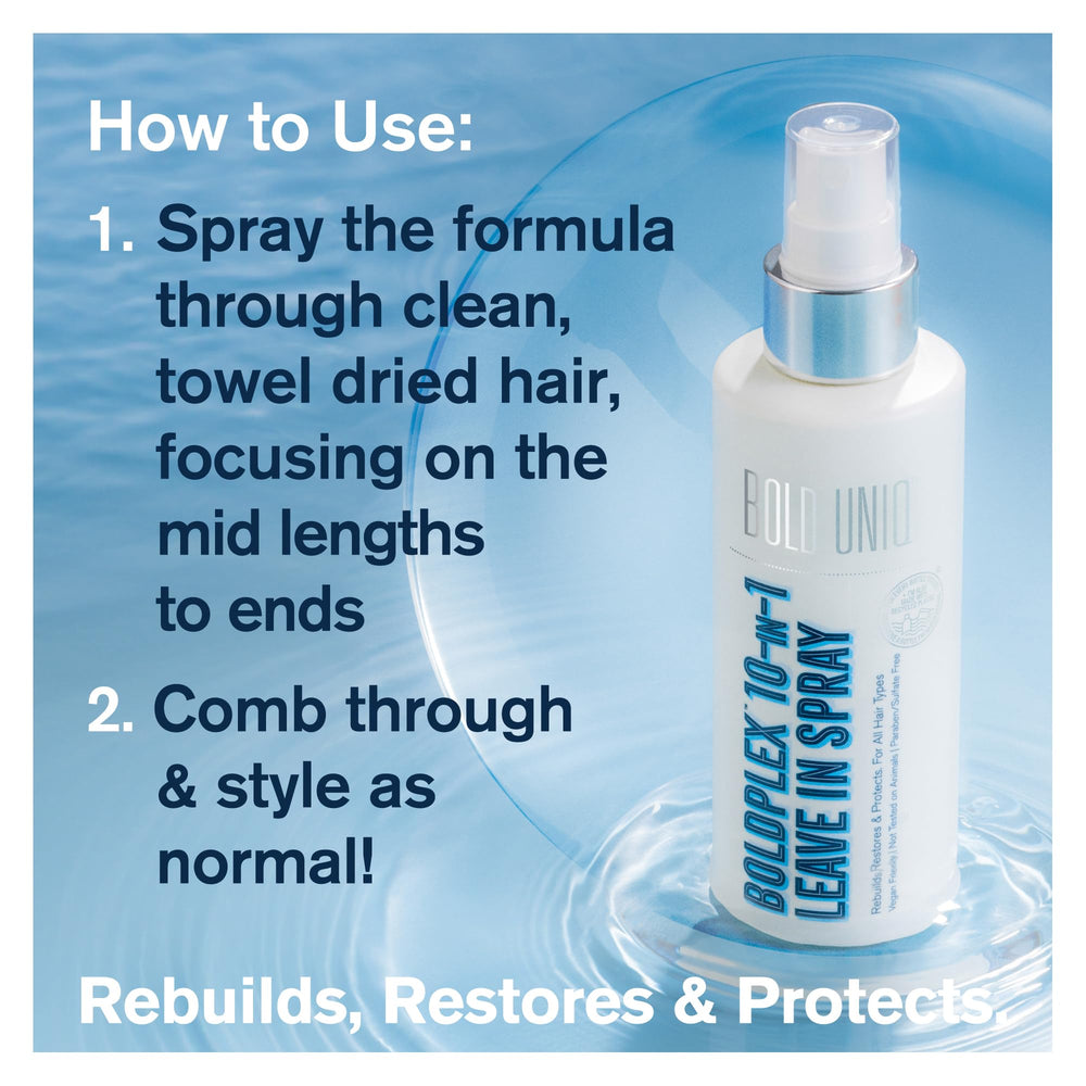 BOLD UNIQ Boldplex heat protectant spray shields against heat while keeping hair flexible.