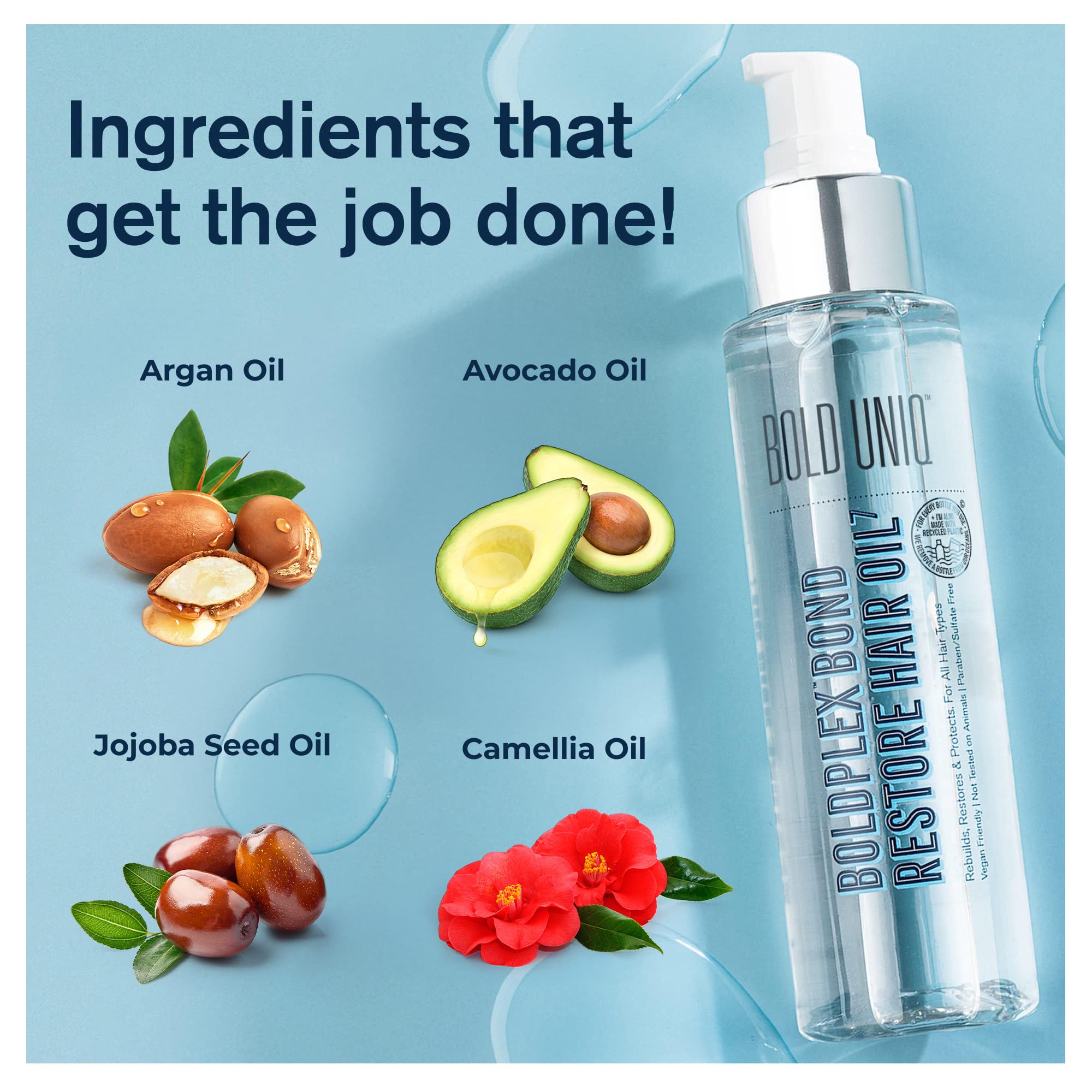 Bold Uniq Boldplex 7 oil supports frizz control on curly hair.