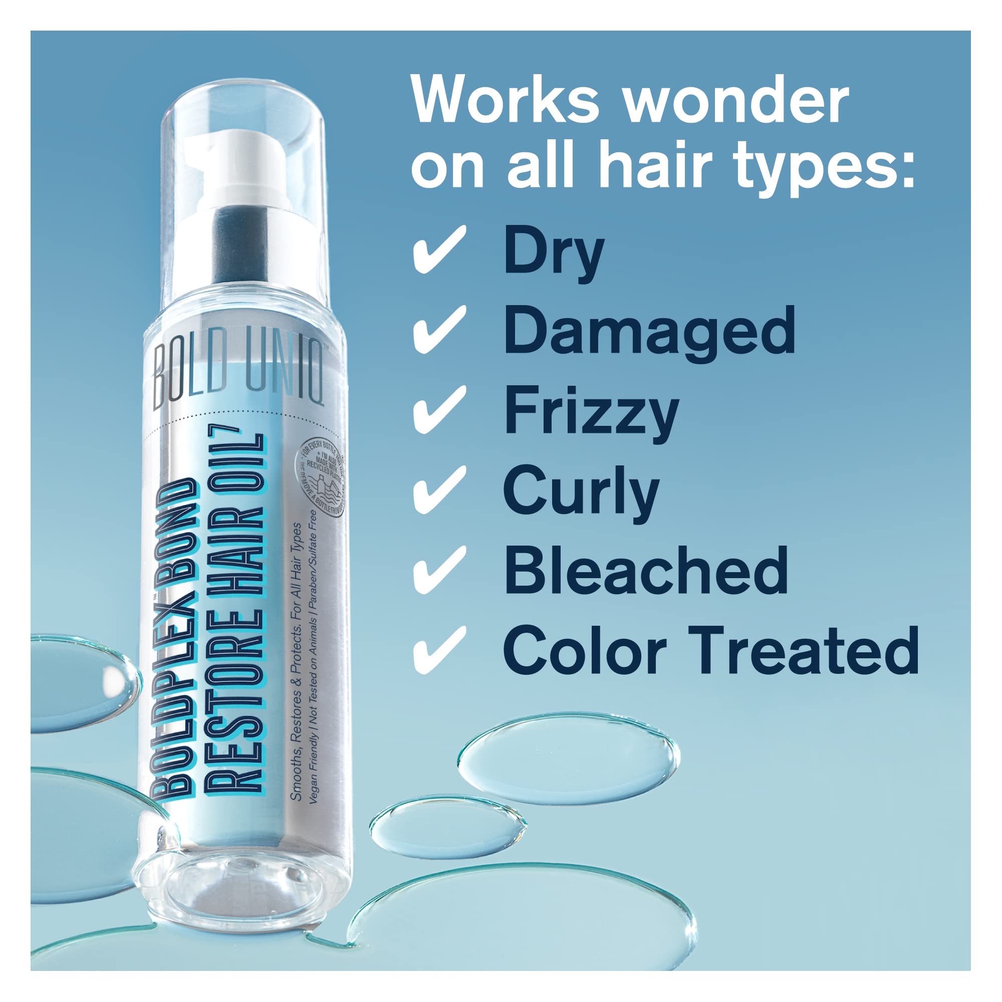Bold Uniq Boldplex 7 oil with argan hydrates dull, split ends.