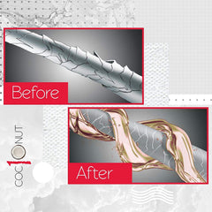 Hair ends treated by Coconut Thermal Protection Spray for smoother finish.