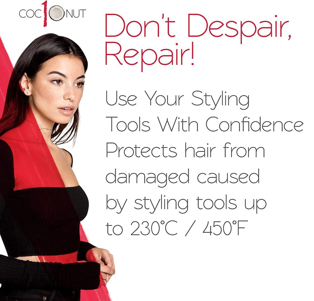 Applying Coconut Thermal Protection Spray during styling to reduce static.