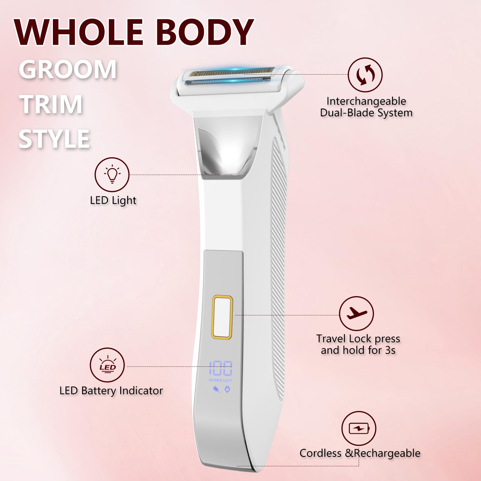 Bomic bikini trimmer ceramic head safety emphasizes gentle grooming for sensitive skin