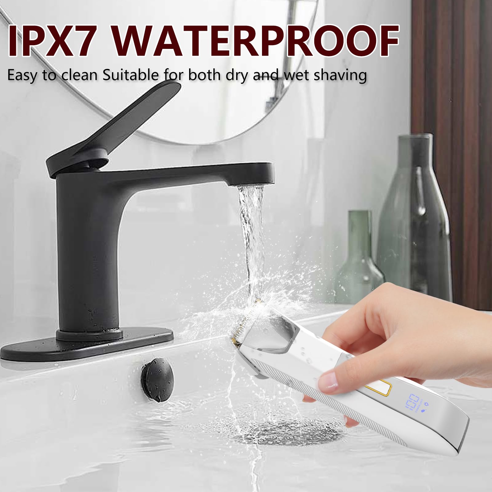 Bomic bikini trimmer IPX7 waterproof design for wet or shower use