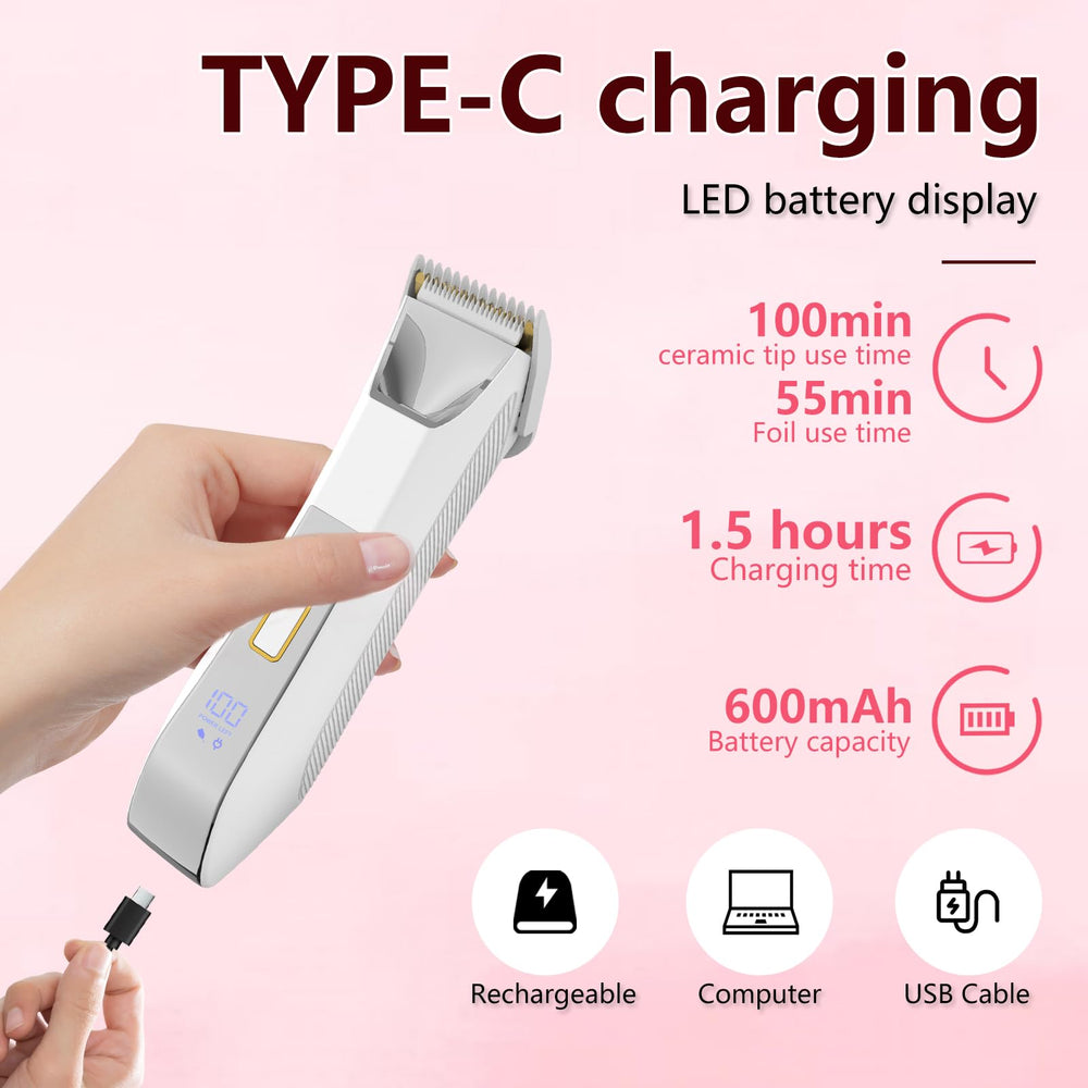 Bomic bikini trimmer USB C charging for fast power on the go