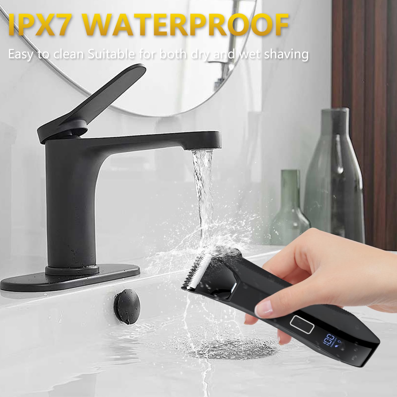 Bomic Manscape ipx7 waterproof design ideal for in-shower grooming and easy cleaning.