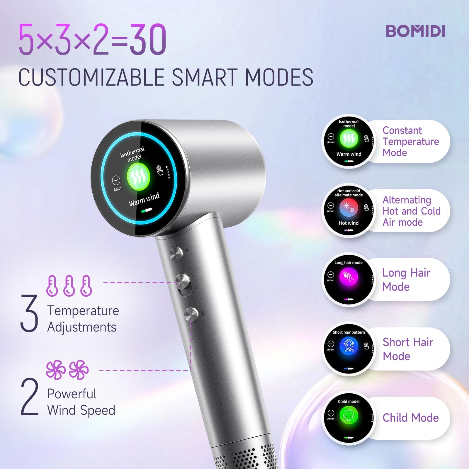 BOMIDI hair dryer diffuser attachment ensures even heat distribution for salon-like styling.