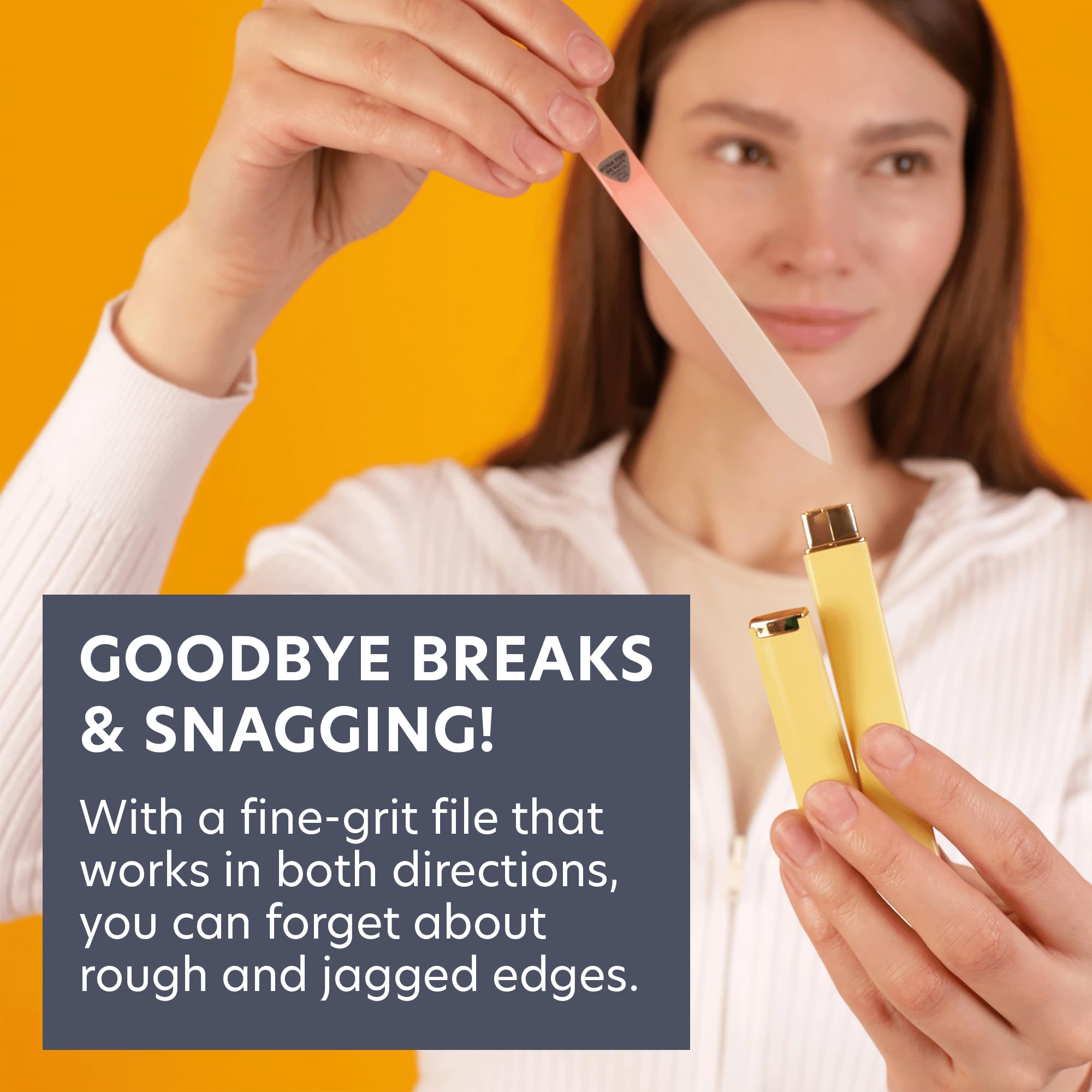 Bona Fide Beauty bi-directional file enabling comfortable two-way filing.