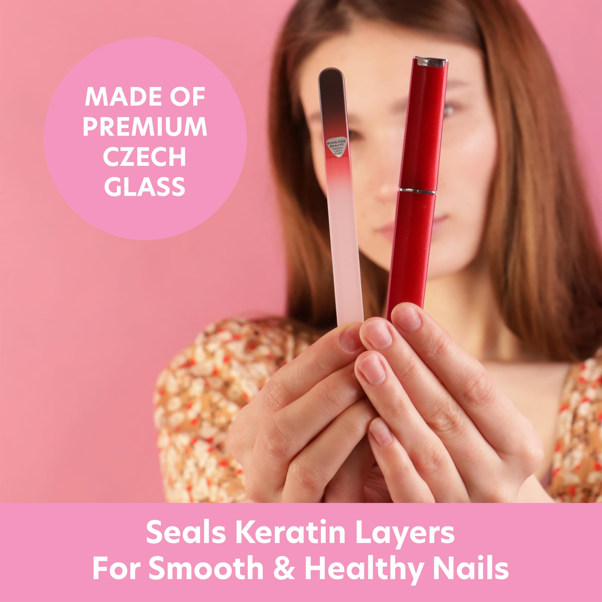 Bona Fide Beauty Czech glass nail file close-up texture for gentle filing