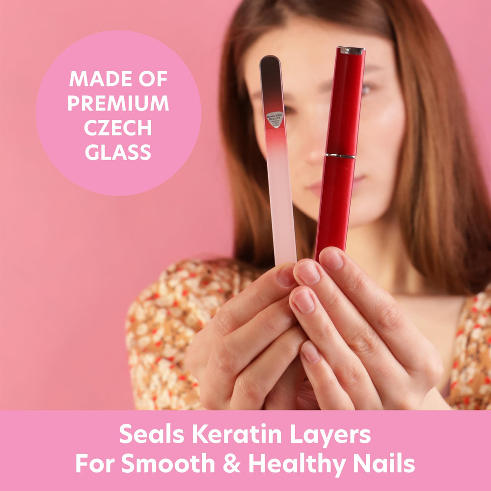 Bona Fide Beauty Czech glass nail file close-up texture for gentle filing