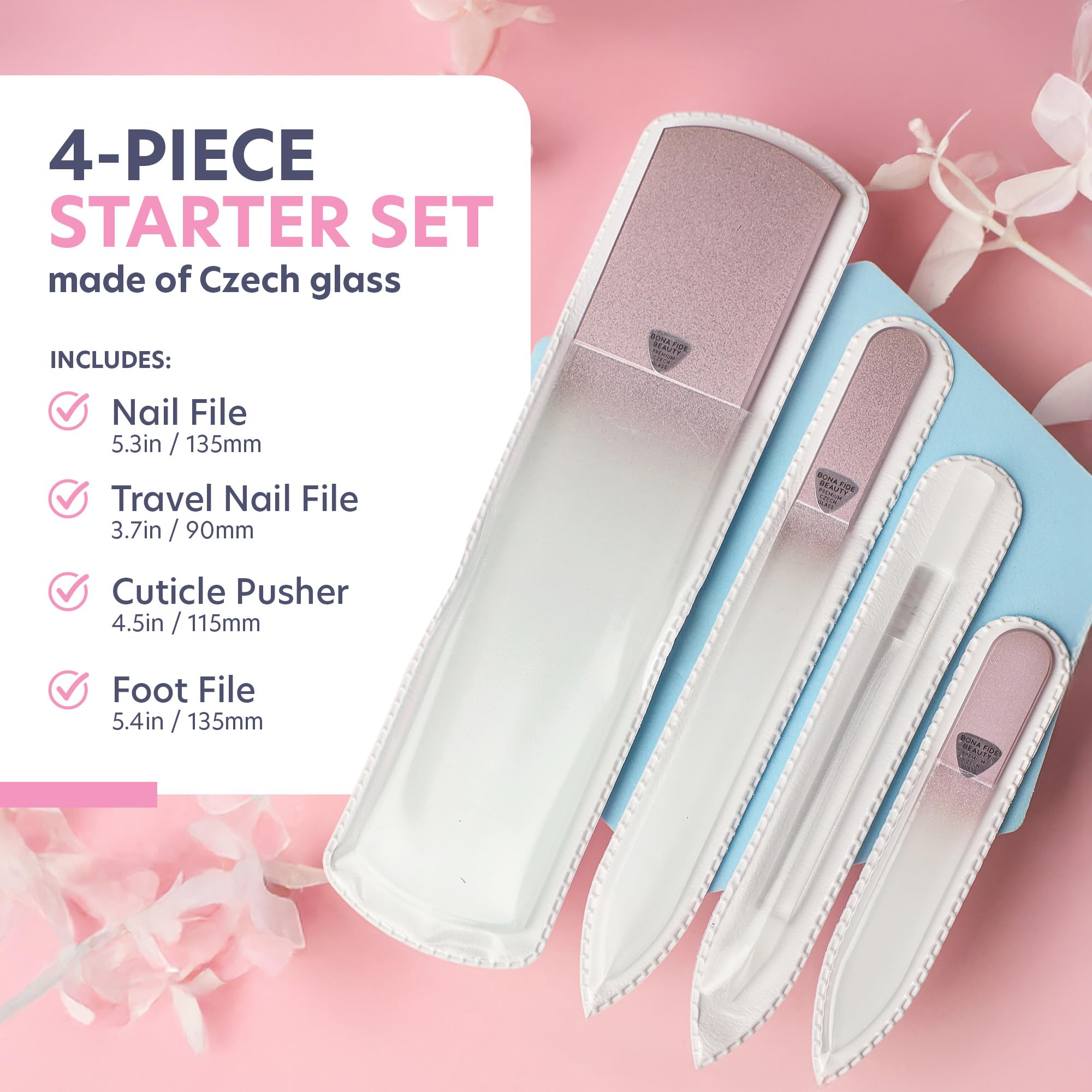 Bona Fide Beauty medium glass nail file close-up for precise shaping