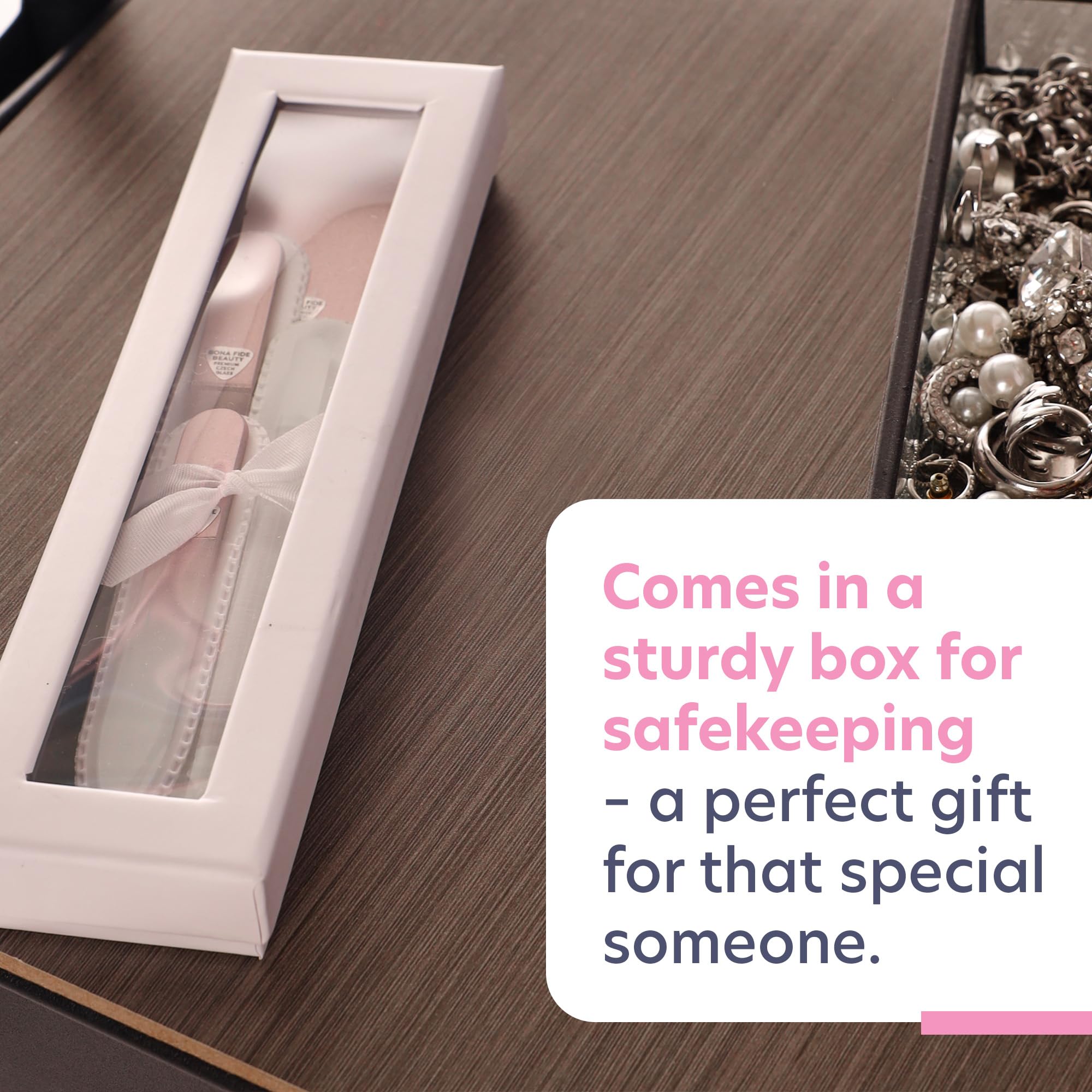 Bona Fide Beauty travel glass nail file rose gold on-the-go care