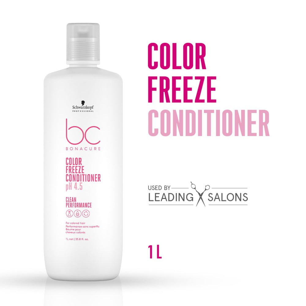 Schwarzkopf Bonacure Color Freeze Conditioner pump-top ensures even product distribution.