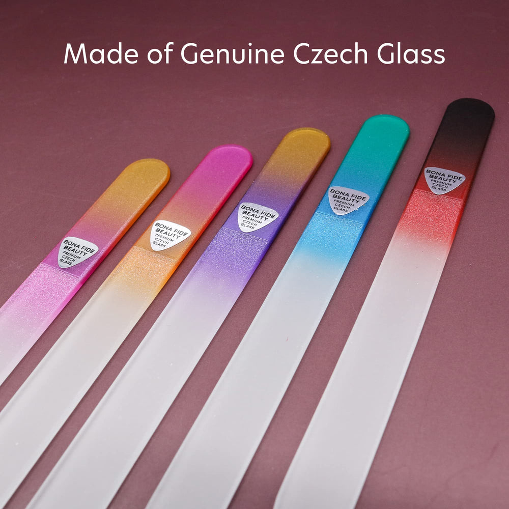 Bona Fide Beauty Czech glass file set multicolor etched surface for smooth filing