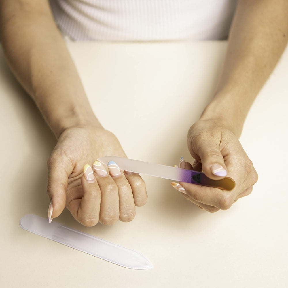 Bonafide Beauty fingernail file case open, showcasing portable travel-friendly manicure on the go