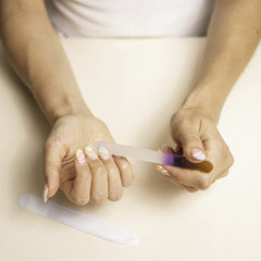 Bonafide Beauty fingernail file case open, showcasing portable travel-friendly manicure on the go
