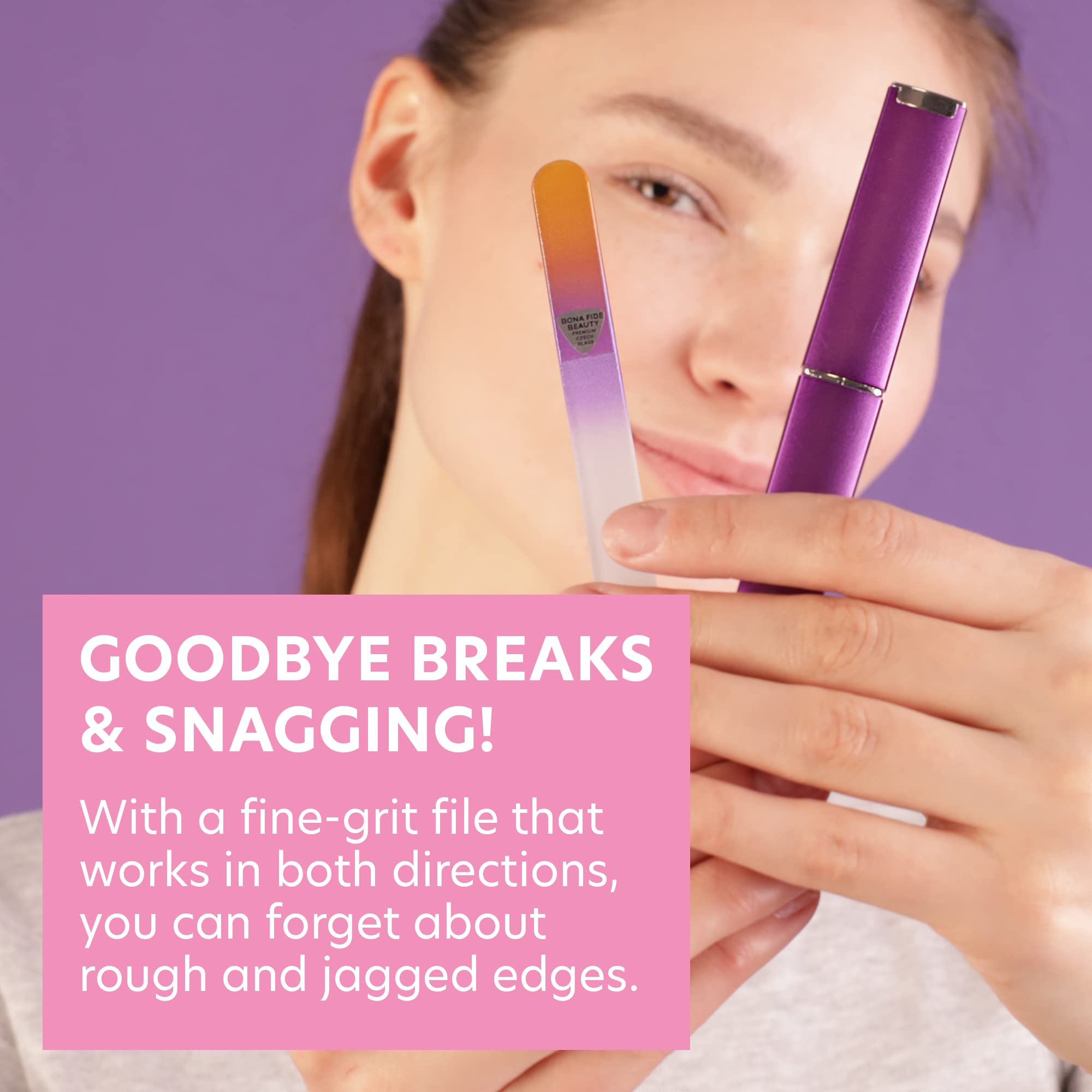Bonafide Beauty travel-friendly nail file in compact form supports easy touch-ups on the go