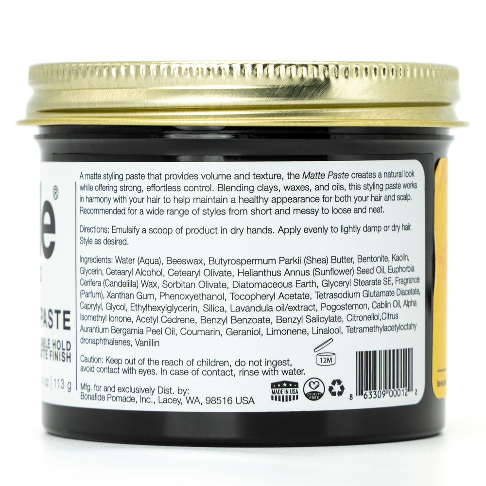 Bonafide Pomade Matte Paste washes out easily with water.