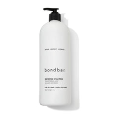 Bondbar Repairing Shampoo bottle with pump highlighting hydration for all hair textures.