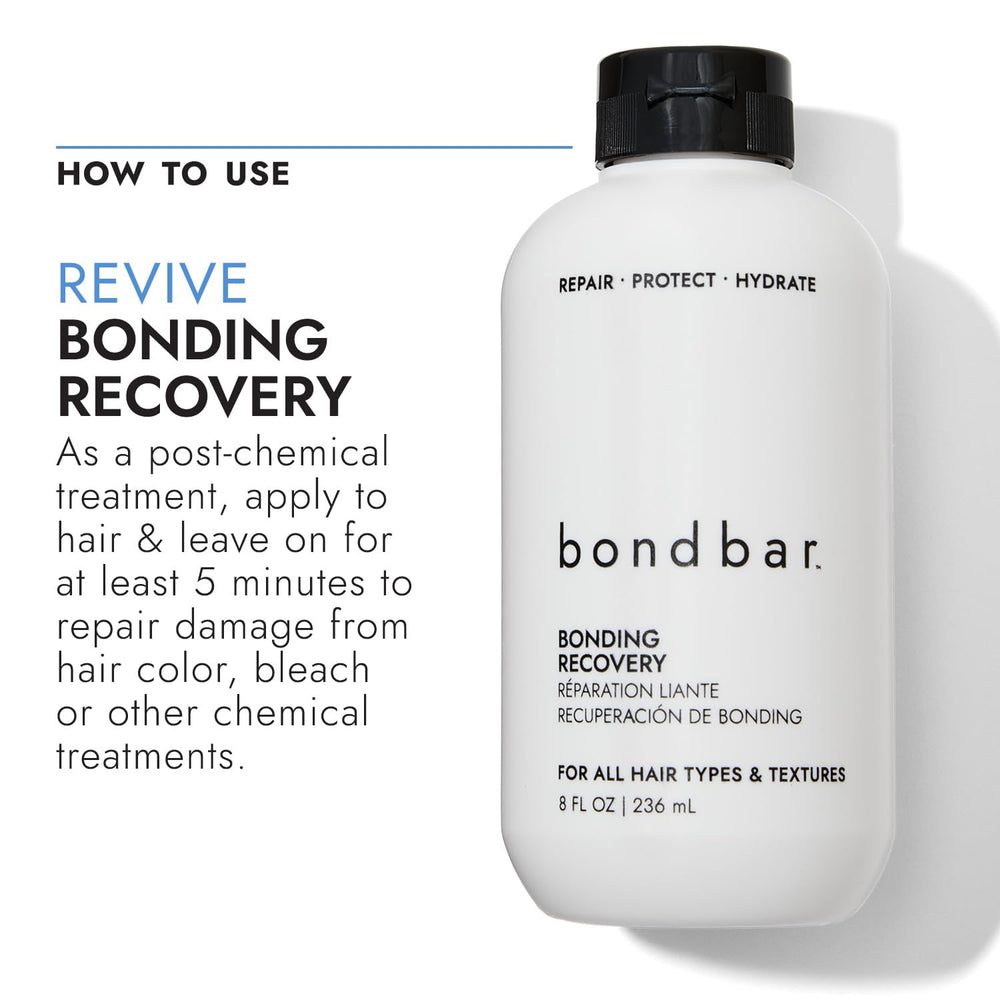 Bondbar Treatment bottle recyclable presentation emphasizes eco-friendly packaging.