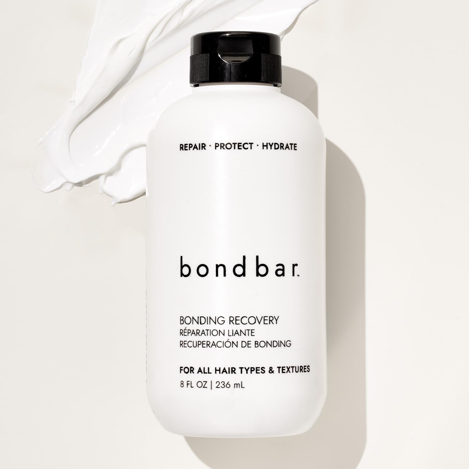 Bondbar Treatment cream-swirl on hair demonstrates hydration and manageability.