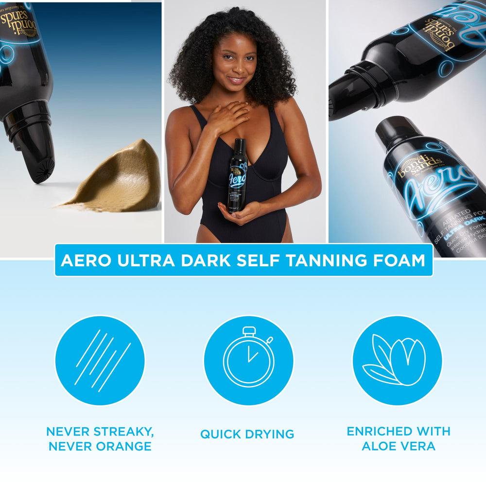 Bondi Sands Aero fast-drying foam demonstrated close-up for comfortable wear