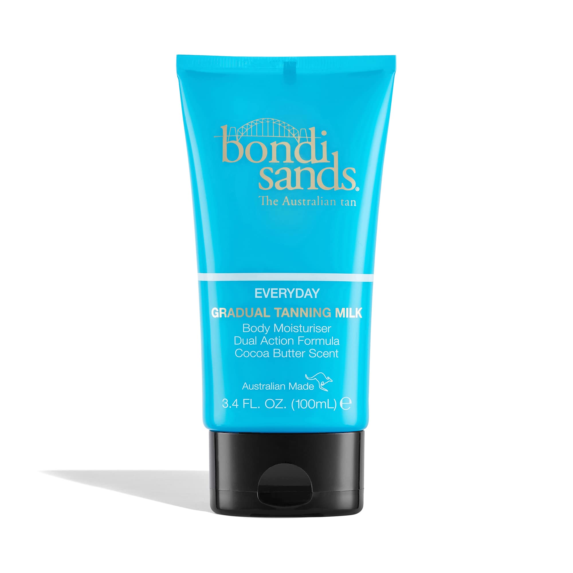 Bondi Sands Everyday Gradual Tanning Milk bottle closeup shows subtle, even sun-kissed glow.