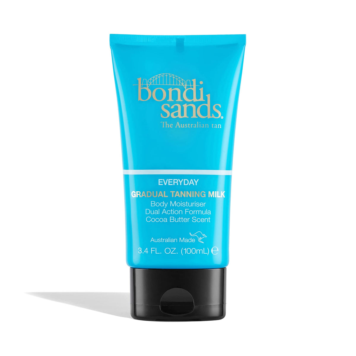 Bondi Sands Everyday Gradual Tanning Milk bottle closeup shows subtle, even sun-kissed glow.
