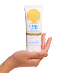 Bondi Sands fragrance-free daily face lotion being applied before makeup.