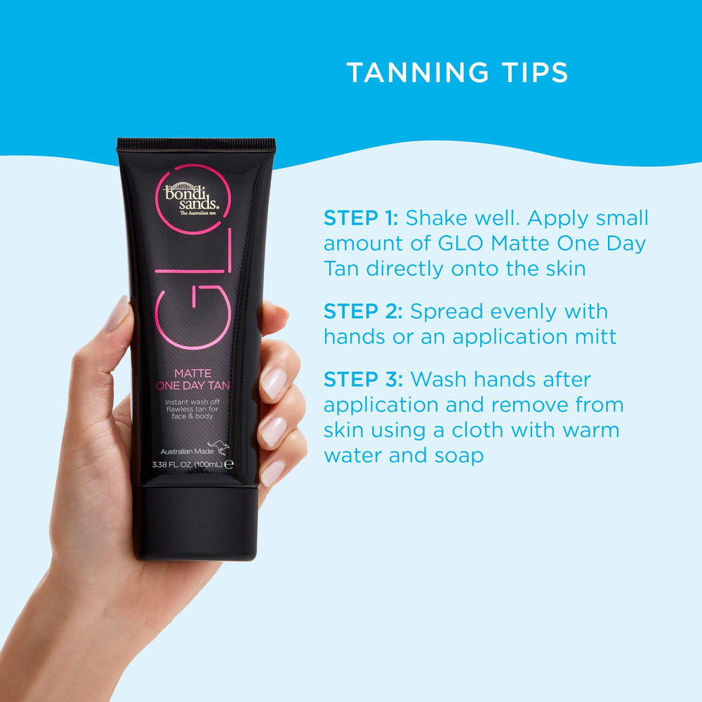 Bondi Sands GLO Matte removal cloth wipes away easily with soap.
