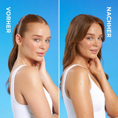 Bondi Sands Gradual Tan Face Lotion on face in mirror for natural, even glow.
